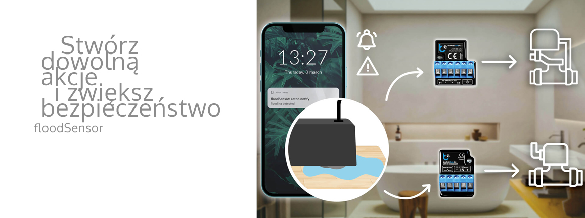 Stwórz akcje dla czujnika wycieku wody floodSensor Blebox